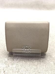 LOEWE◆アナグラムトライフォールドウォレット/3つ折り財布/レザー/ベージュ/グレー/レディース