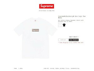 正規品 新品 未開封 SS22 Supreme Burberry Box Logo Tee シュプリーム バーバリー ボックス ロゴ ティー シャツ XLarge エックスエル