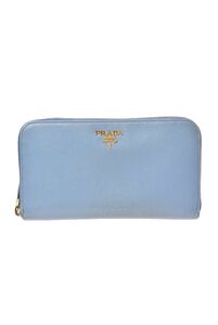 PRADA サフィアーノレザー ラウンドジップ 財布 ONE SIZE ブルー プラダ KL4QHPQ284