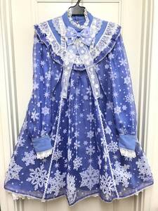 ★Angelic Pretty Jewelry Snow ワンピース★雪 結晶 オーガンジー リボン レース フロッキー ラベンダー