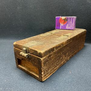 木製桐小箱　真鍮金具　桐木ミニ文箱　時代物　小物入れ 小箪笥　和風家具 昭和レトロ　古民具 