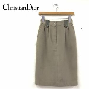 1K1516-R◆Christian Dior SPORTS クリスチャンディオールスポーツ 膝丈タイトスカート◆サイズM レディース 婦人 毛100% ベージュ