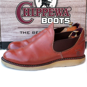 CHIPPEWA チペワ★サイドゴアブーツ 8.5E＝26.5 ショートブーツ レザー ブラウン ビブラム メンズ USA p i-1143