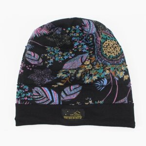 ニット帽子 ワッチキャップ 花模様 キャップ KNIT CAP ロールワッチ レディース メンズ BK トレンド NT11-6