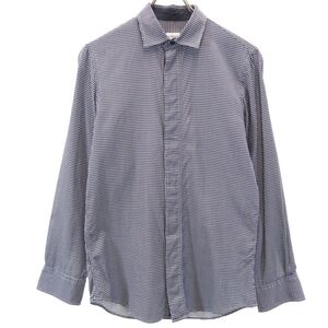 アルマーニコレッツォーニ ギンガムチェック柄 長袖 シャツ S ネイビー×白 ARMANI COLLEZIONI メンズ