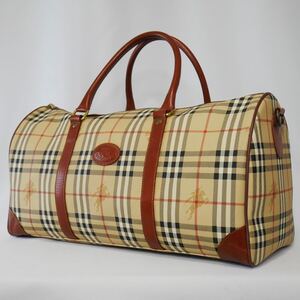 【極美品 大容量】 BURBERRY バーバリー ボストンバッグ ハンドバッグ トートバッグ PVC レザー 旅行 トラベル ビジネス 鞄 ノバチェック