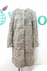 W*エイチ&エム H&M フェイクファー ノーカラーコート 32 グレージュ kz4022172956