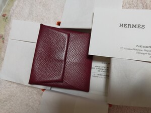 エルメス　HERMES　コインケース　小銭入れ　ボルドー　ワインレッド　バスティア　