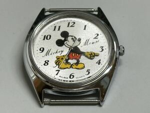 1円〜◇SEIKO セイコー ALBA ミッキーマウス Disney ディズニー Y131-6030 クォーツ シルバー文字盤 メンズ腕時計 稼働品 