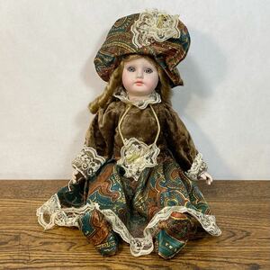 ビスクドール 銘不明 R.Ingles 磁器 陶器 人形 約40cm 女の子 アンティーク ヴィンテージ 西洋人形