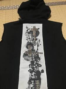 COMME des GARCONS HOMME PLUS スタッズ　スウェット　パーカー　ノースリーブ　コムデギャルソン　オム　プリュス　黒　フード　ベスト