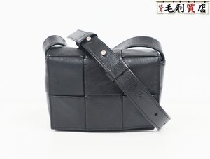 ボッテガ ヴェネタ BOTTEGA VENETA イントレチャート キャンディ カセット ショルダー バッグ レザー ブラック 666688 極美品 ポーチ