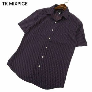 TK MIXPICE タケオキクチ 春夏 刺し子 総柄★ 半袖 シャツ Sz.M　メンズ ネイビー　C4T05117_5#A