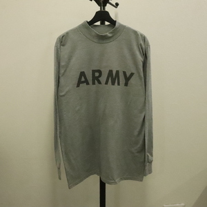 D933 2000年代製 U.S.ARMY 長袖プリントTシャツ■00s 表記Mサイズ グレー ミリタリー モックネック アメカジ ストリート 古着 古着卸 激安