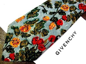 ★良品★3R05706【GIVENCHY】ジバンシィ「花 植物 柄」ネクタイ