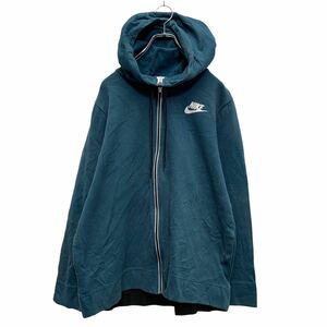 NIKE ジップアップ ロゴ スウェット パーカー L グリーン ナイキ 裾ロゴライン 古着卸 アメリカ仕入 a603-5503