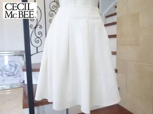 ￥5900新品 CECIL McBEE　セシルマクビー ★　白ホワイト　ハイウエスト　スカート　S