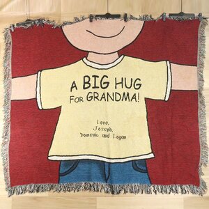 =7R/O11.20-4　アメリカ古着　A BIG HUG FOR GRANDMA!　ラグ　マット　カーペット　メッセージ　ブランケット　タペストリー　雑貨