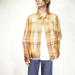 USA VINTAGE PATTERNED DESIGN SHEER SHIRT/アメリカ古着柄デザインシアーシャツ