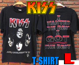 ◎ シングルステッチ・L・キッス・KISS・USAサイズ・ブラック・Tシャツ・ビックサイズ・ロックT・バンドT・ロサンゼルス購入