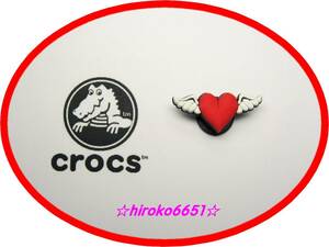 新品即決！☆502 クロックス ジビッツ ハート RED 赤 翼 ウイング wing 羽 feather wing ホリデー 入手困難 crocs USA アメリカ☆02