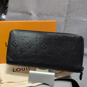 LOUIS VUITTON【美品】ルイヴィトン Louis Vuitton モノグラム シャドウ ジッピーヴェルティカル 黒 ブラック 長財布 札入れ メンズ 1037