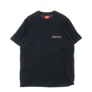 SUPREME シュプリーム 19SS Mesh Stripe Pocket Tee メッシュ ストライプ ポケット クルーネック 半袖Tシャツ カットソー ブラック