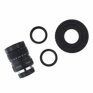 【中古】gazechimp 25mm F1.4CVレンズ+ Cマウントアダプター+富士FXカメラ用マクロリング2個 - ブラック