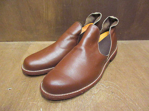 ビンテージ-80’s●DEADSTOCKレザーロメオブーツ茶size 8●220629s4-m-bt-26cm 1970s1980sサイドゴア革靴メンズデッドストッ