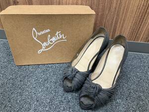 Christian Louboutin クリスチャン ルブタン ウール パンプス ヒール 36 1/2 グレー 中古　管4264