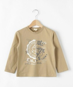 新品 HusHusH(Kids) アメカジテイストプリント長袖Ｔシャツ サンドベージュ(053) 　14(140cm) 定価1089円