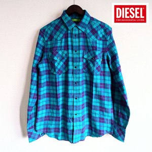 再出品なし！即決大処分！定価25,300円 新品 DIESEL(ディーゼル) DIESEL(ディーゼル)チェック柄シャツ (エメラルド) S /サスティナブル