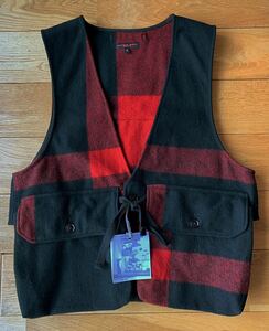 【美品 2018 FW】 Engineered Garments Fowl Vest Big Plaid Wool Melton Black S エンジニアドガーメンツ ウール フォウルベスト