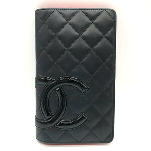 シャネル カンボンライン 黒 二つ折り 長財布 ブラック×ピンク CHANEL 中古 六甲道店