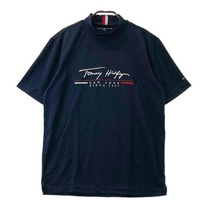 TOMMY HILFIGER GOLF トミー ヒルフィガーゴルフ 2022年モデル ハイネック 半袖Tシャツ シグネチャーロゴ ネイビー系 L [240101332013]