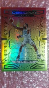 送料込即決 75枚限定 2022-23 Panini Obsidian Electric Etch Red Yellow & Green Flood #51 Rui Hachimura 八村塁 ロサンゼルスレイカーズ