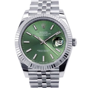 ロレックス デイトジャスト41 SS/K18WG ランダムシリアル ルーレット 126334 ROLEX 腕時計 ミントグリーン文字盤 【安心保証】