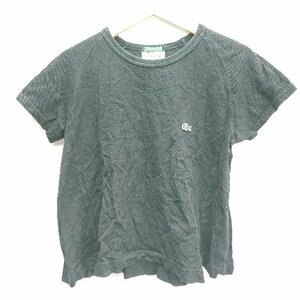 ◇ LACOSTE ラコステ クルーネック ワンポイント ロゴ 半袖 Tシャツ サイズ36 ブラック レディース E