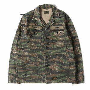 美品 WTAPS ダブルタップス シャツ サイズ:M タイガーカモ ミリタリーシャツ 長袖 BUDS LS 02 17SS タイガーストライプ トップス