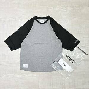 22ss 2022 WTAPS ダブルタップス IAN RAGLAN COTTON T-SHIRT 221ATDT-CSM20 イアン ラグラン コットン Tシャツ BLACK × GRAY size M ( 2 )