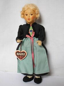 オーストリア ヴィンテージ BAITZ社 口笛人形 女の子のお人形 美品