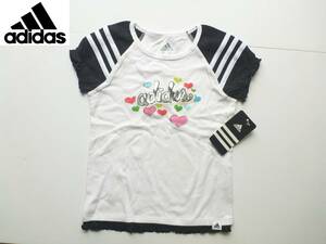 新品 adidas　アディダス ★黒×白　綿100　半袖　カットソー　Tシャツ　5　110