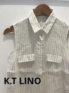 K.T LINO  シアーストライプノースリーブシャツ