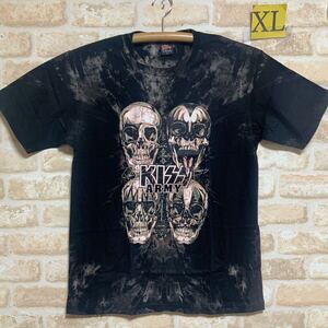 キッス　KISS Tシャツ　army XLサイズ　ロックバンド　スカル　タイダイ　絞り染め　ムラ染