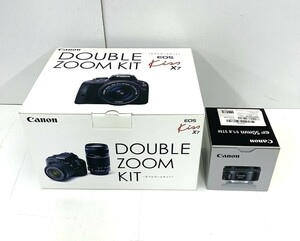 101B635★【中古品】Canon EOS Kiss X7 ダブルズームキット ＆EF50mm F1.8 STM 単焦点レンズ 2点セット