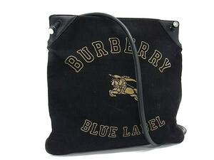 1円 BURBERRY バーバリー ブルーレーベル コーデュロイ ショルダーバッグ トート メンズ レディース ブラック系 FB8793