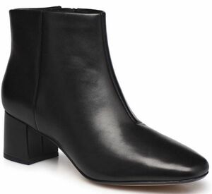 送料無料 Clarks 23cm ブーツ ジッパー チャンキー ヒール サイドゴア ブラック 黒 レザー 革 スニーカー パンプス ヒール AAA109