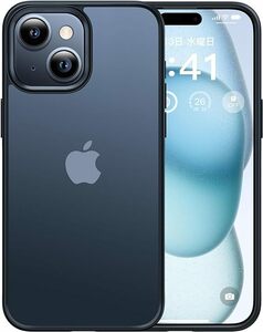 CASEKOO iPhone 15 用 ケース 耐衝撃 滑り止め 指紋防止 米軍MIL規格 マット仕上げ ストラップホール 6.1 インチ ケース(マットブラック)