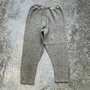 【W28～32】UNKNOWN インナー ウールパンツ ニット グレー■ビンテージ オールド アメリカ古着 40s/50s レディース レギンス パッチ