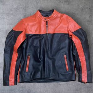 ① Real Leather リアルレザー　ライダースジャケット　ライディング ライダース レザージャケット シングル　革ジャン 大きいサイズ